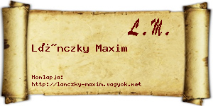 Lánczky Maxim névjegykártya
